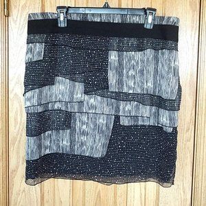 Josef black and white mixed print tiered chiffon skirt 14 dotted office